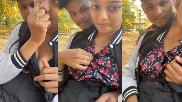 School Girl Outdoor – Sweet Boobs Play With BF Viral